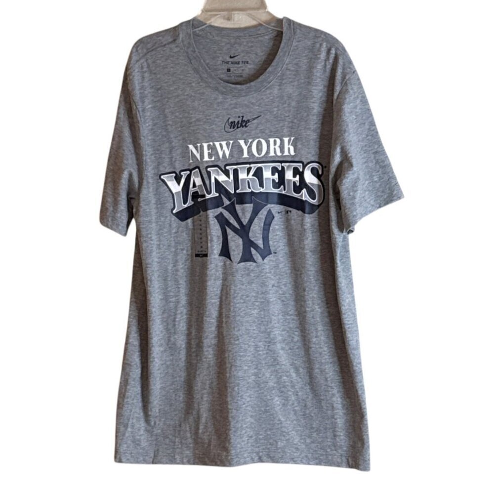 Nike Men's New York Yankee Logo Short Sleeve Tee Shirt Gray Size Medium NWT